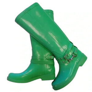 Coach LORI  Green Tall Rain Boots Size 6B